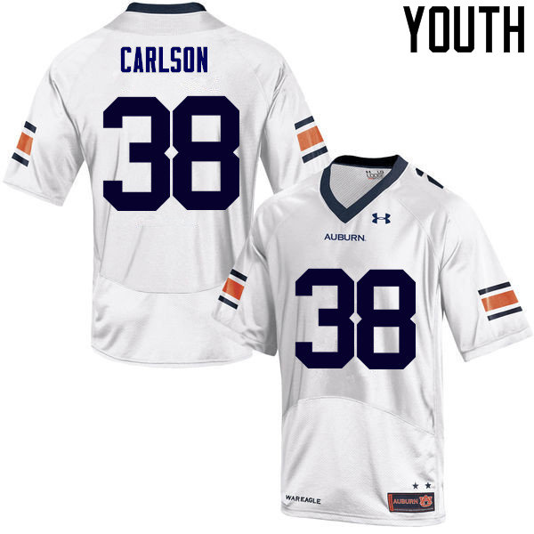 Youth Auburn Tigers #38 Daniel Carlson College Football Jerseys Sale-White - Click Image to Close
